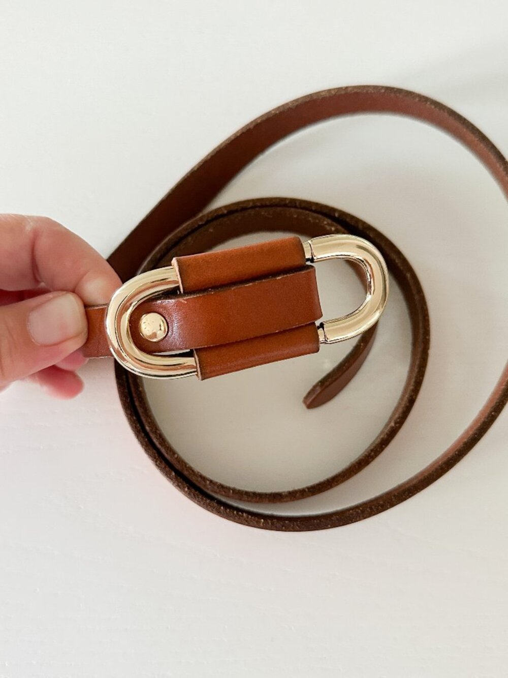 Anthropologie Woman’s The Blake Skinny Belt in Cedar/Tan - Large